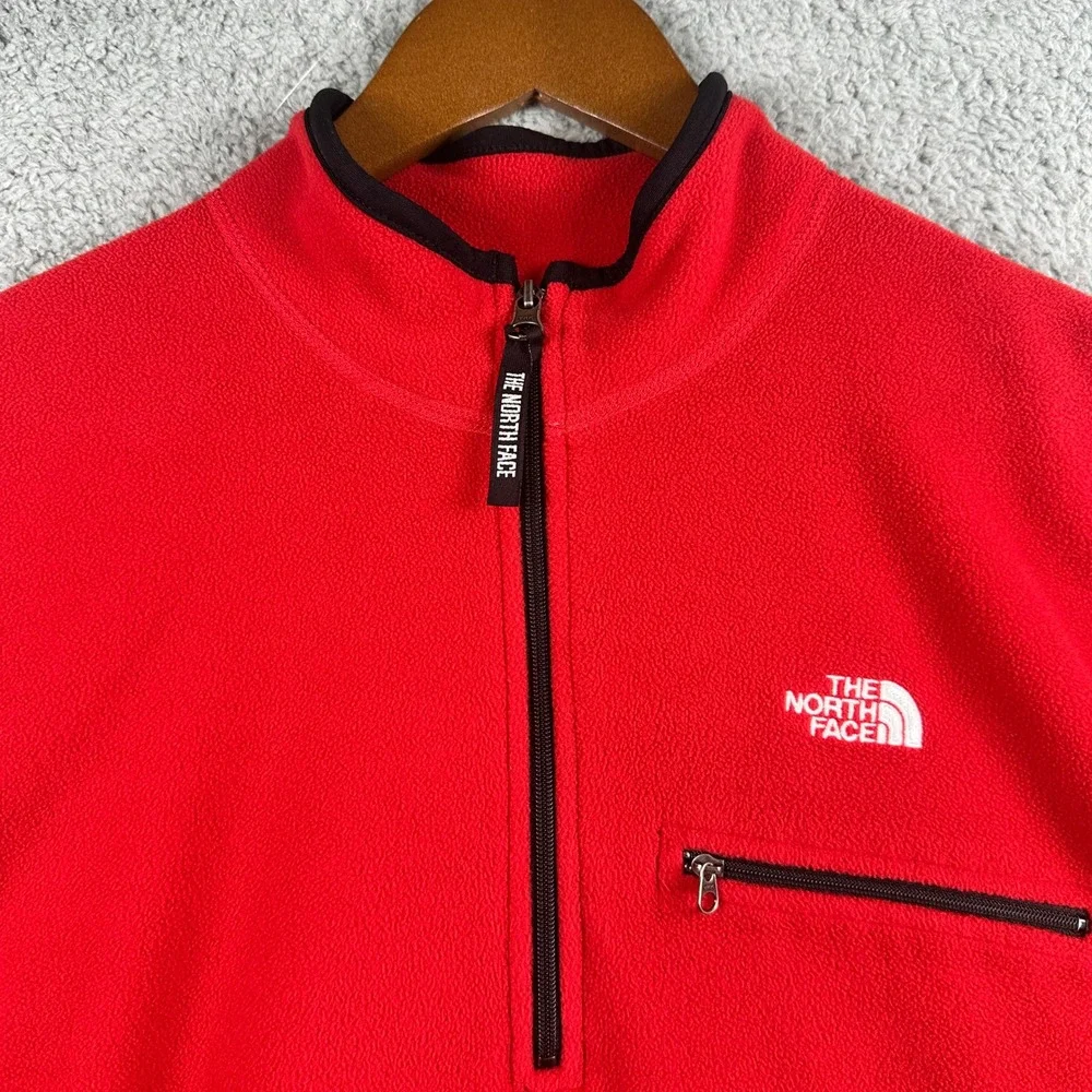 The North Face‎ Polartec Quarter Zip Mens Large Red Black Fleece Pullover Jacket